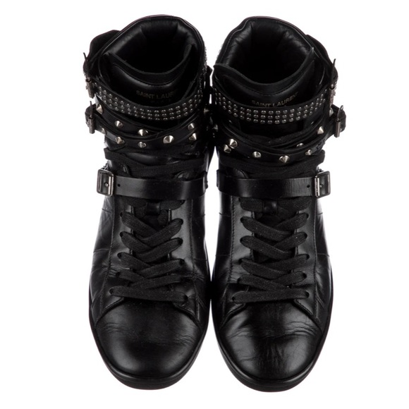 saint laurent leather studded accents sneakers - Picture 3 of 6